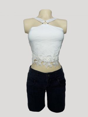 Crop Top con encaje de flores