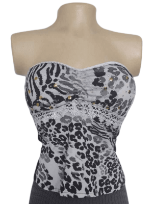 Blusa strapless animal print